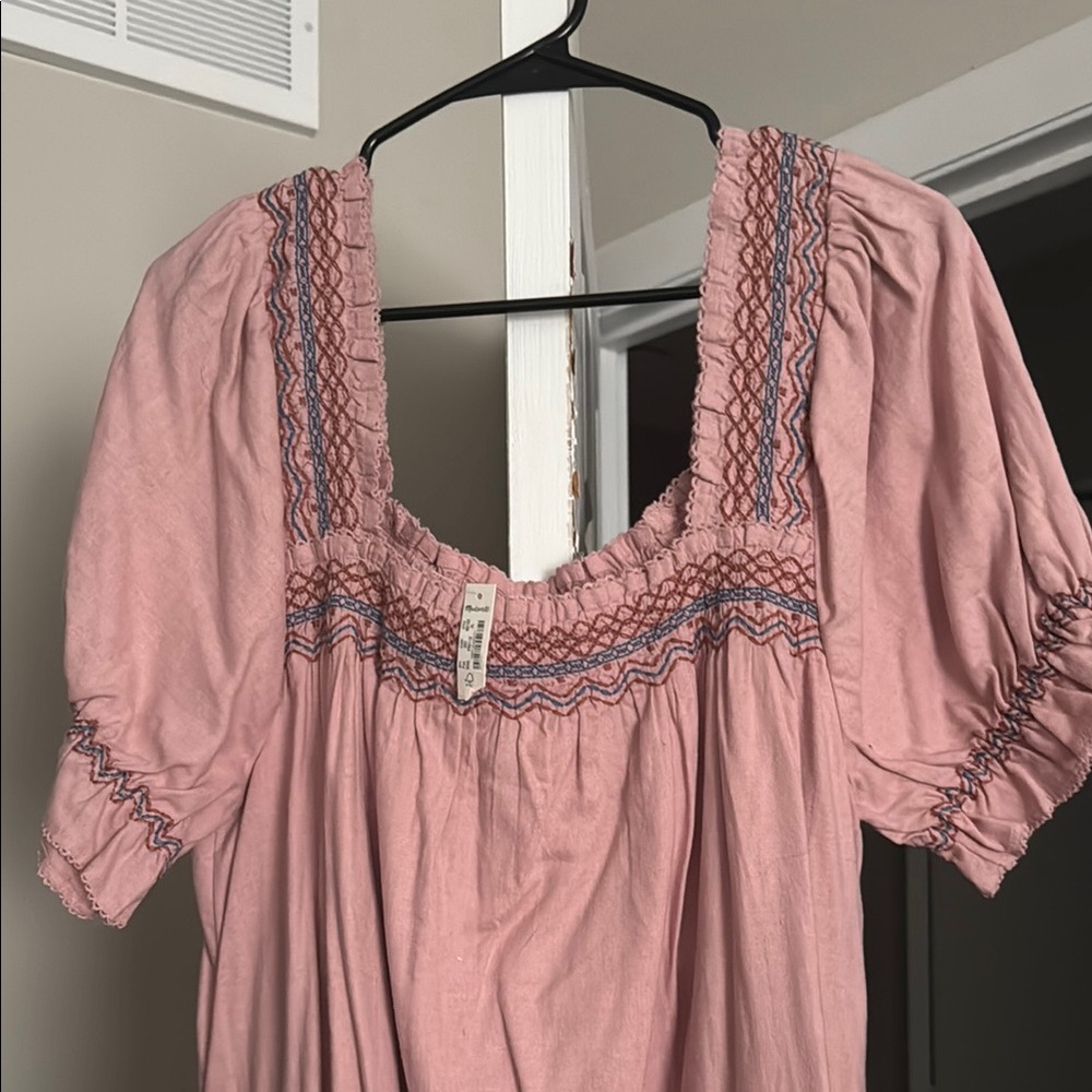 Madewell Smocked-Neck Puff-Sleeve Mini Dress NWT Size XL